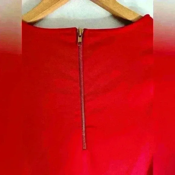 Catherine Malandrino Red Zip Back Top Shirt Blouse Unique Size Small - Picture 6 of 13